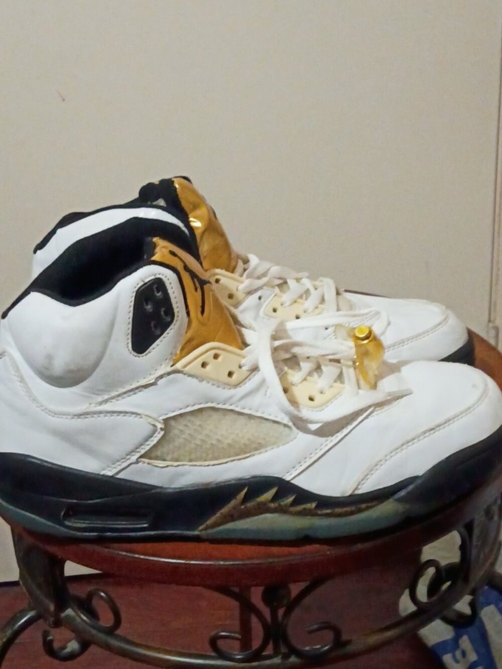 Nike Air Jordan 5 Retro White Olympic Gold Coin 2016 136027-133 OG Size 10 Men's